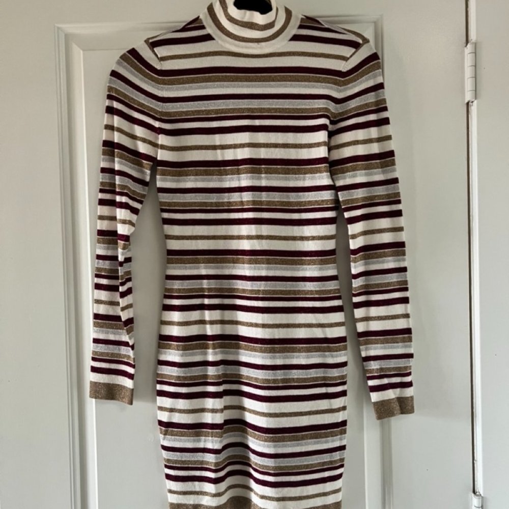 Nasty Gal Christmas Striped Turtleneck Body Con